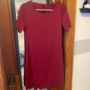 SHEIN Short Sleeve Maroon Dress